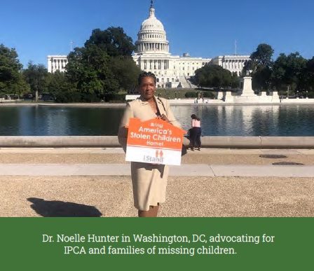 Dr. Noelle Hunter in Washington, DC, advocating for IPCA and families of missing children