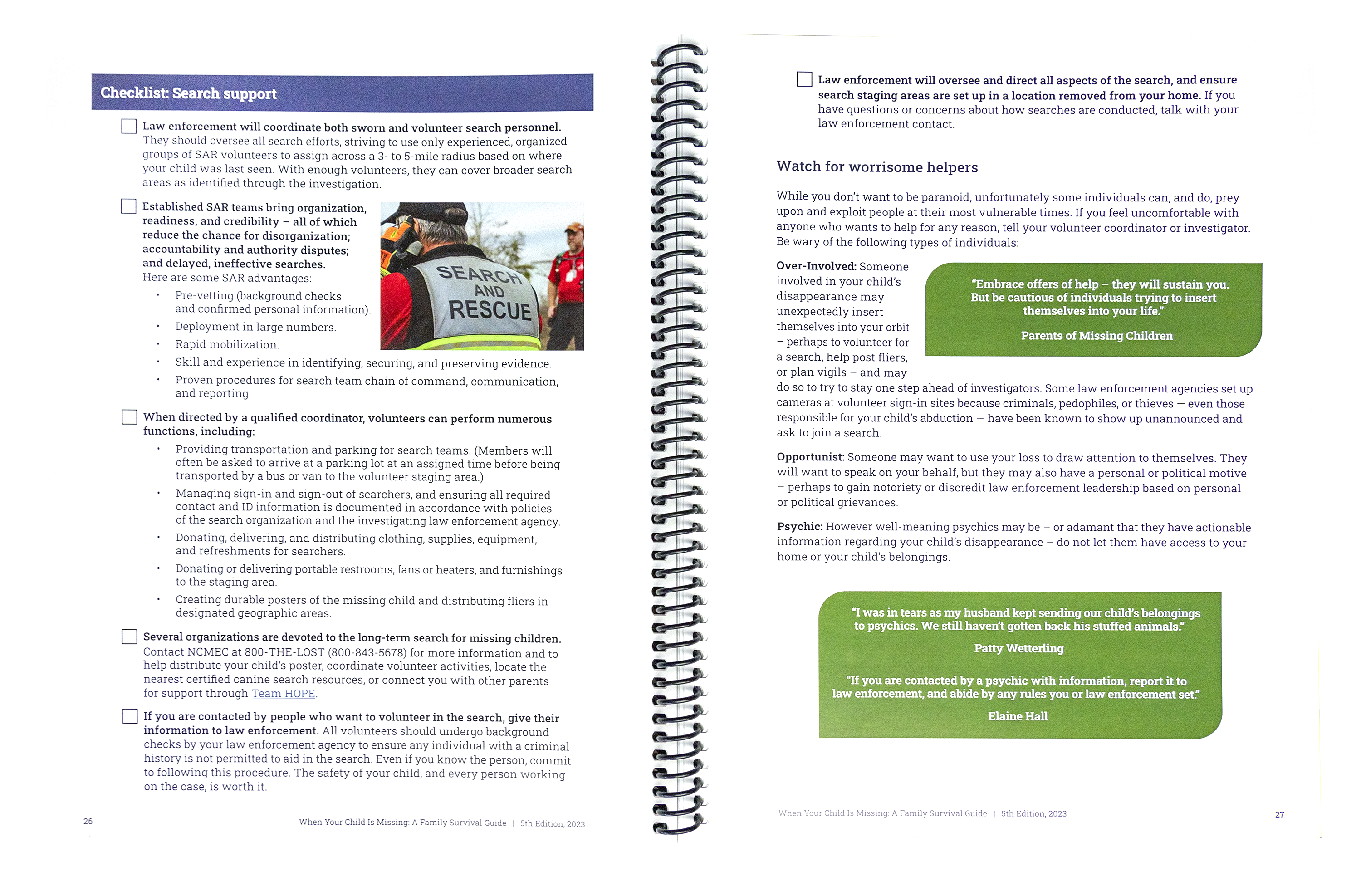 Photo of Family Survival Guide pages 26 & 27